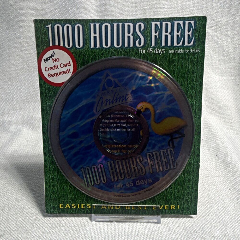 America Online AOL 1000 Hours Free Internet Trial CD Advertising Sign 2000